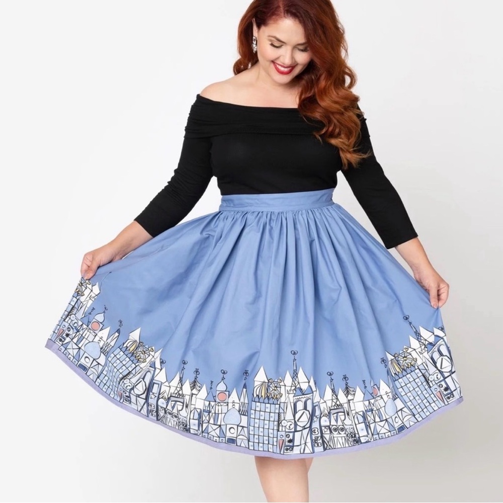 Unique Vintage Little City Print Swing Skirt Mary Blair / Small World Women’s 4